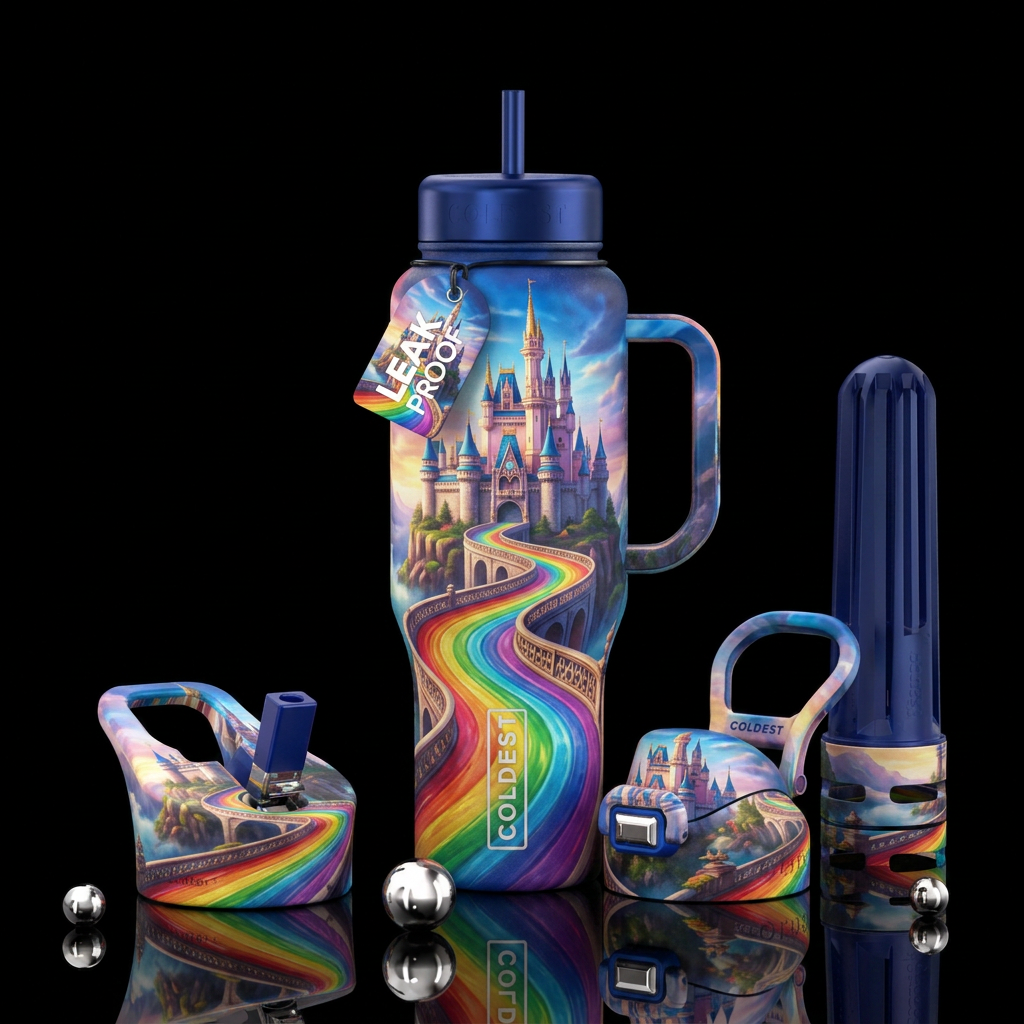 Rainbow road castle 2 water bottle design