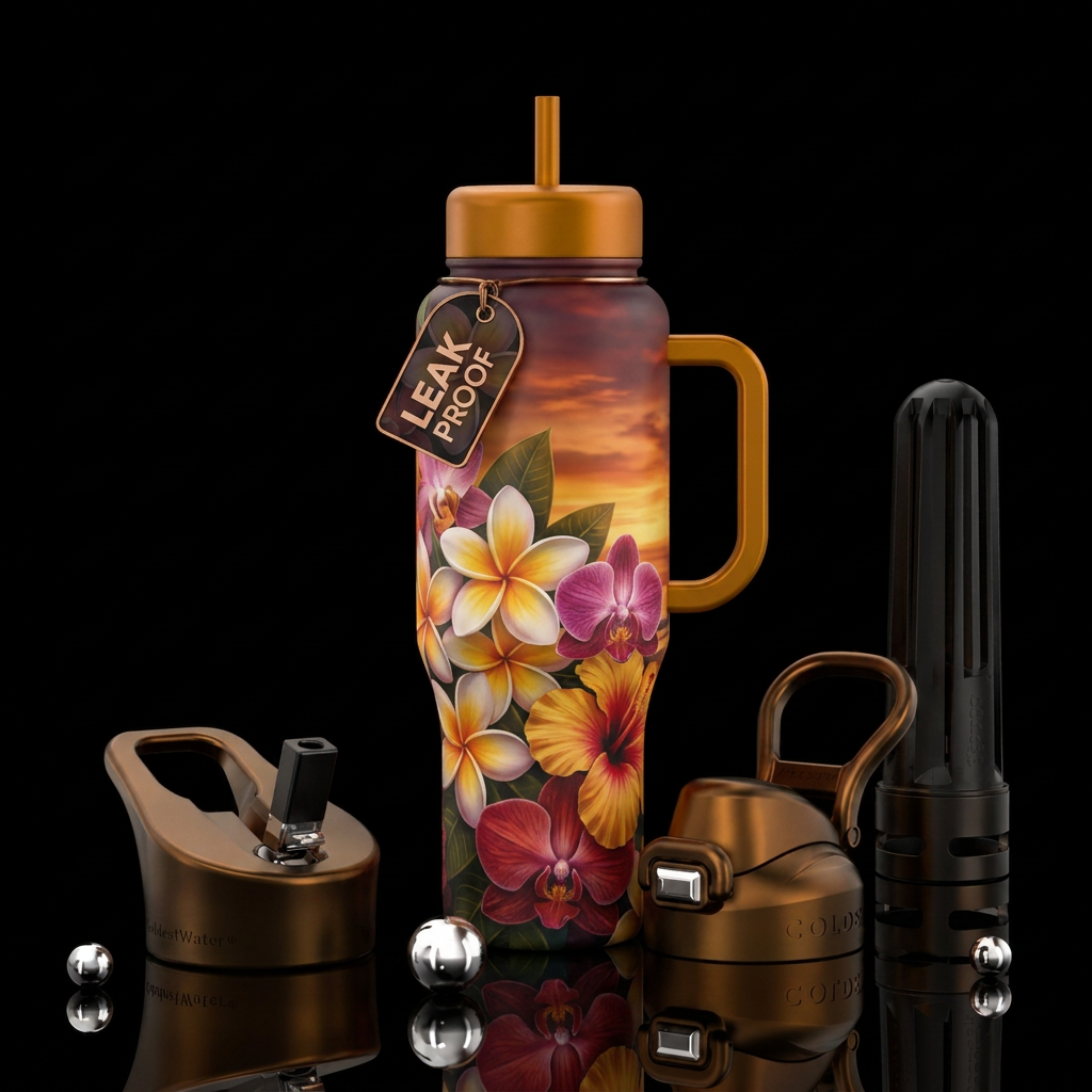 Hawaii flower water bottle design