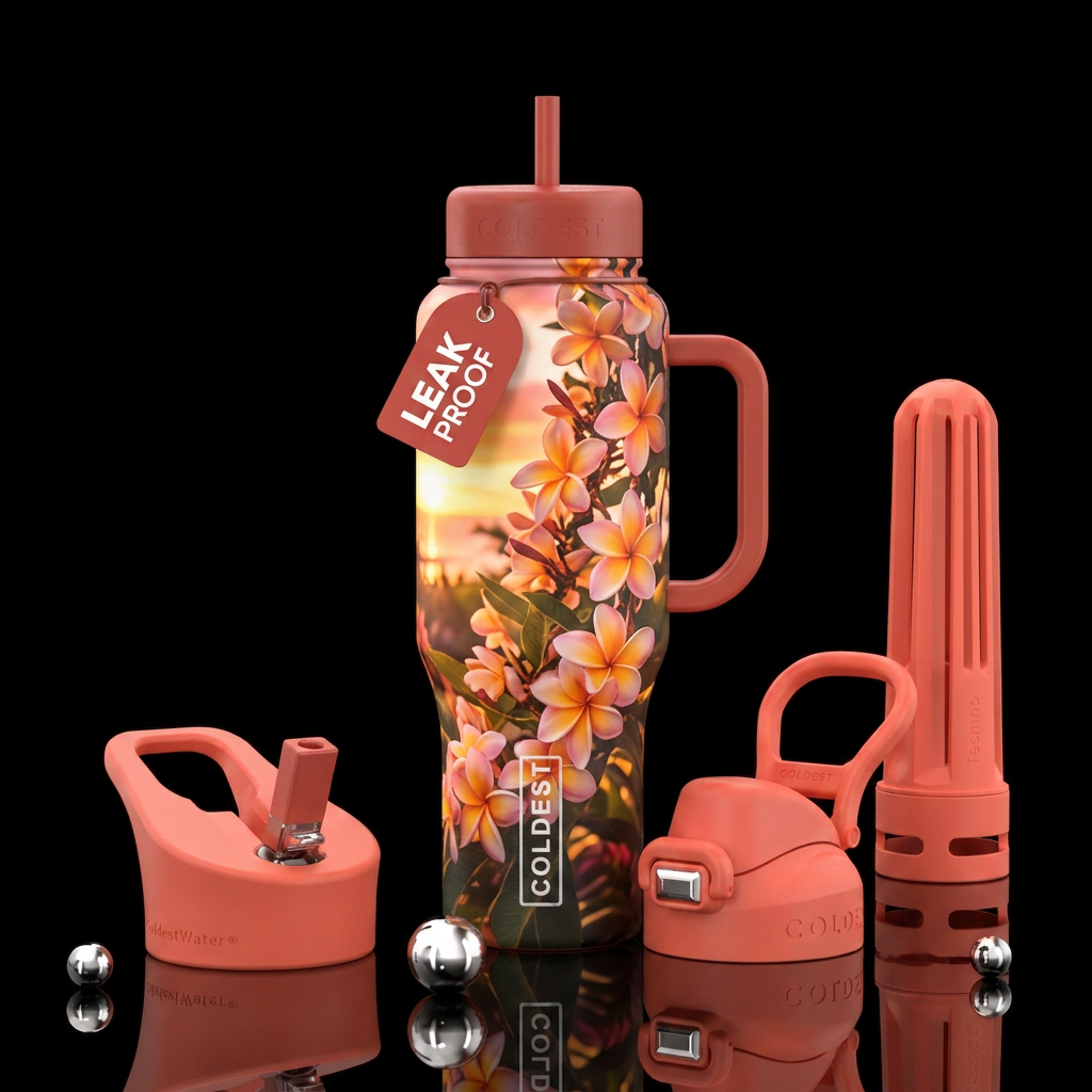 Hawaii flowers water bottle design