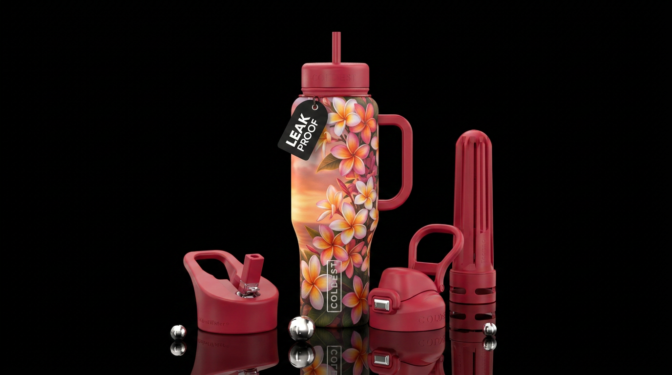 Hawaii flowers water bottle design