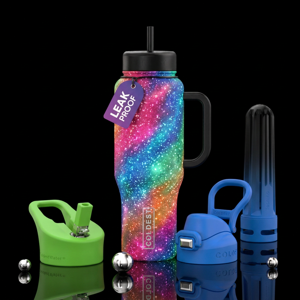 Sparkly art water bottle design