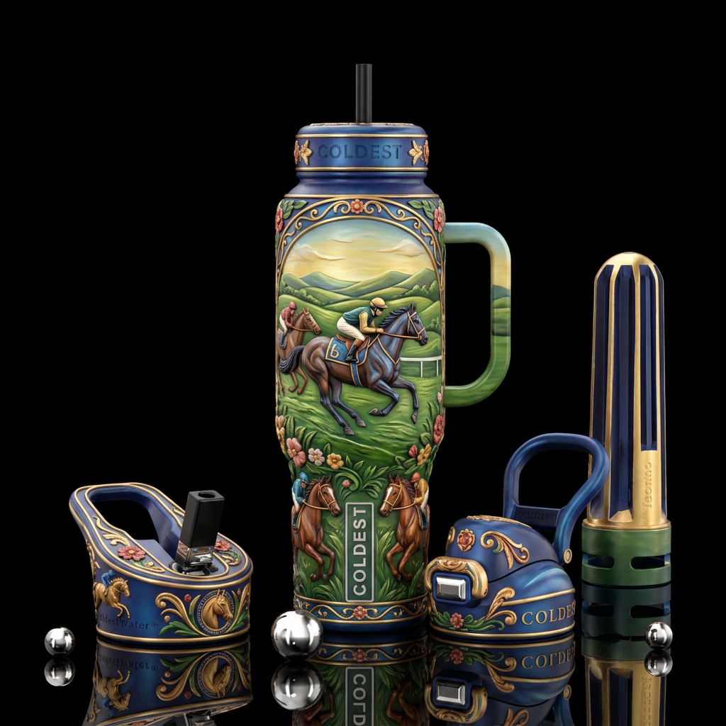 Horse racing water bottle design