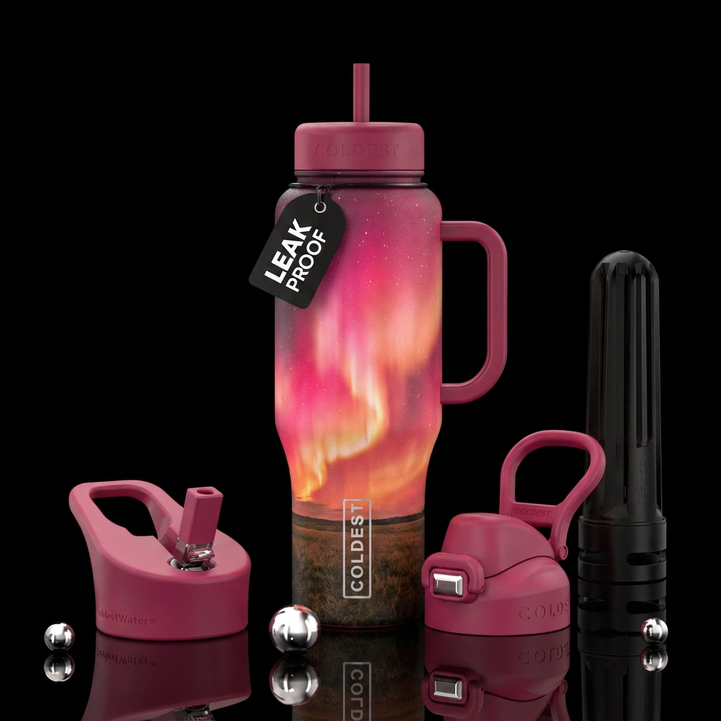 Northern lights water bottle design