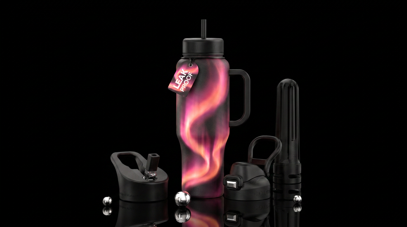 Pink and orange spell water bottle design