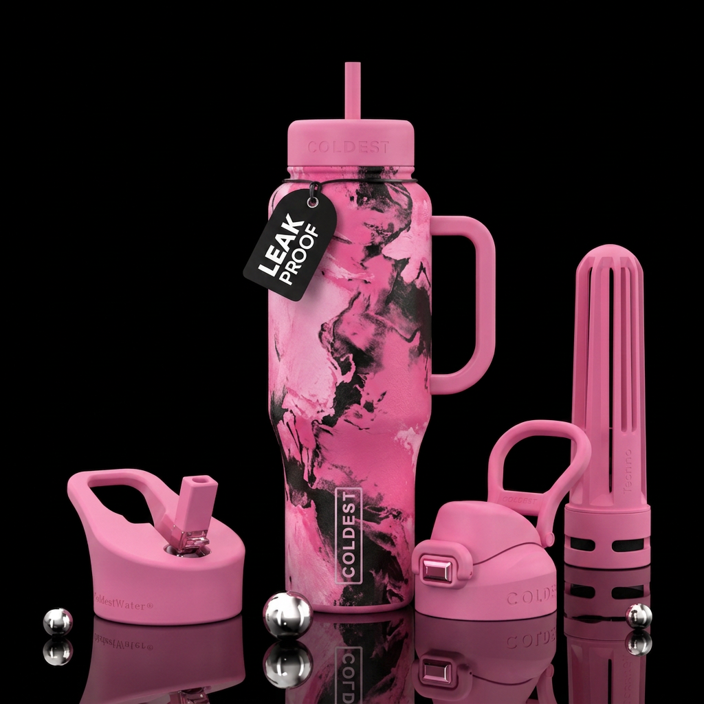 Pink and black water bottle design