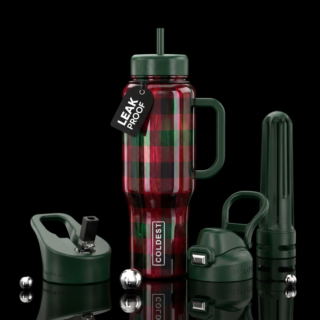 Christmas plaid water bottle design