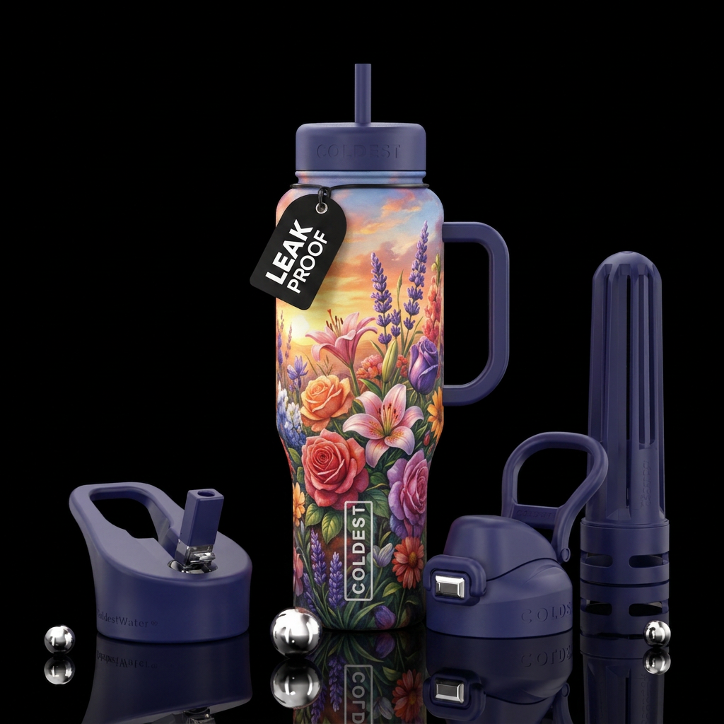 Midsummer flowers water bottle design