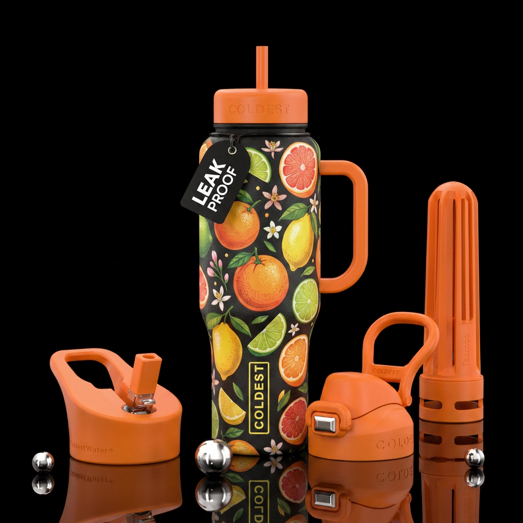 midsummer, citrus water bottle design
