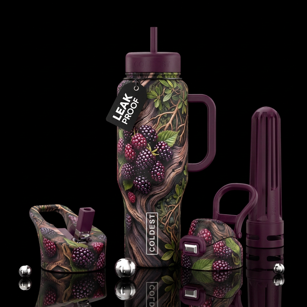 blackberry, mangrove, water bottle design