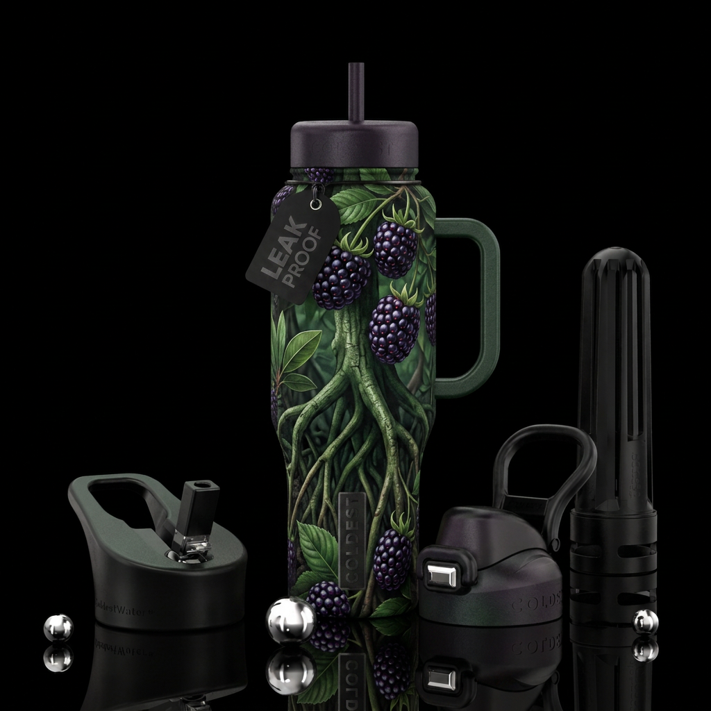 blackberry, mangrove, water bottle design