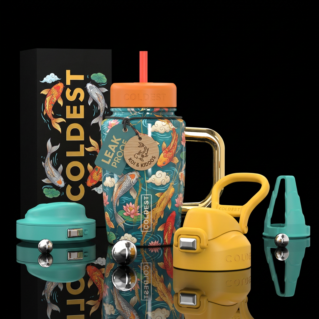 Kids koi fish water bottle design