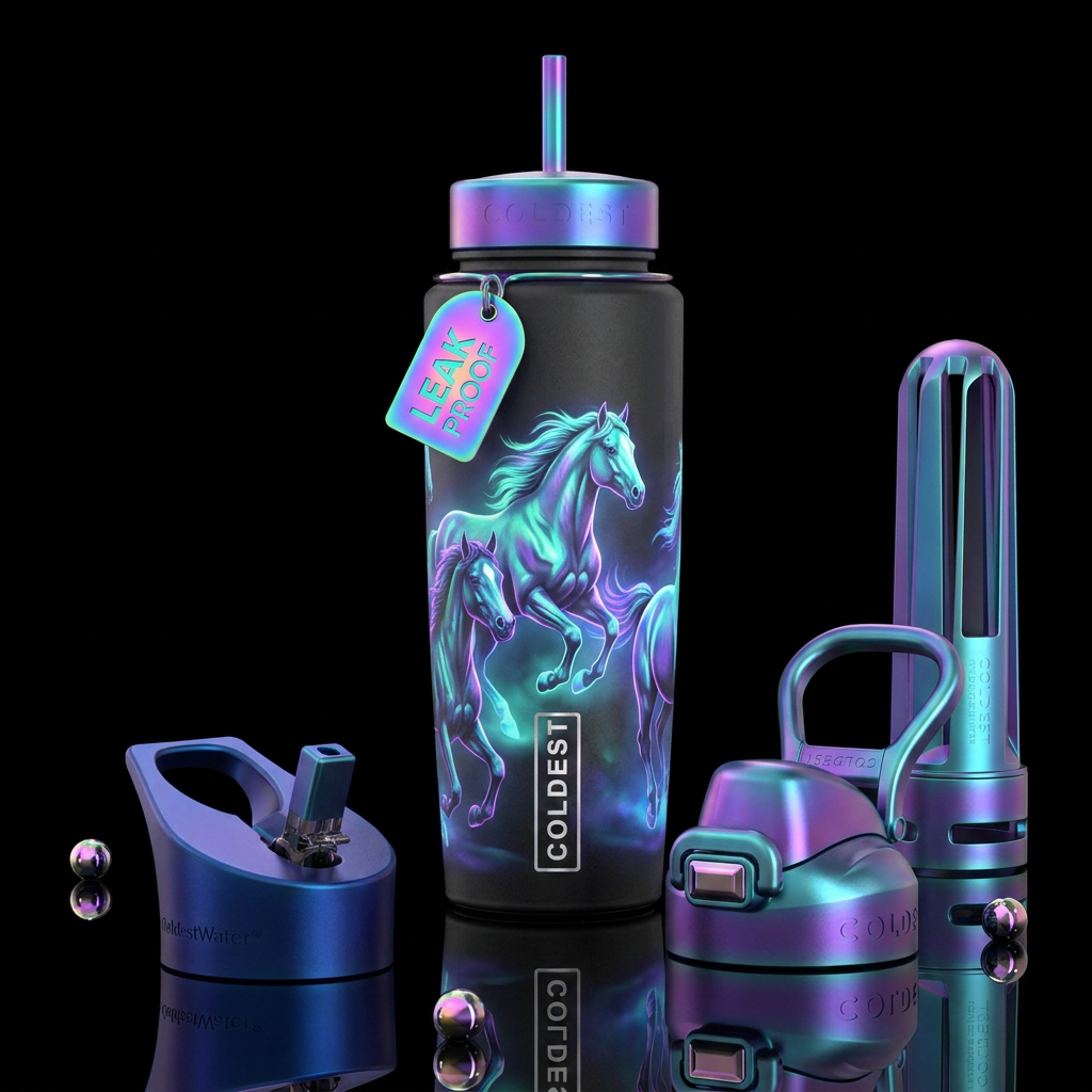 Enchanted horses water bottle design