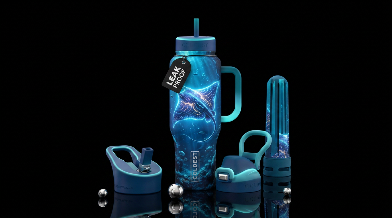 Glowie string ray water bottle design