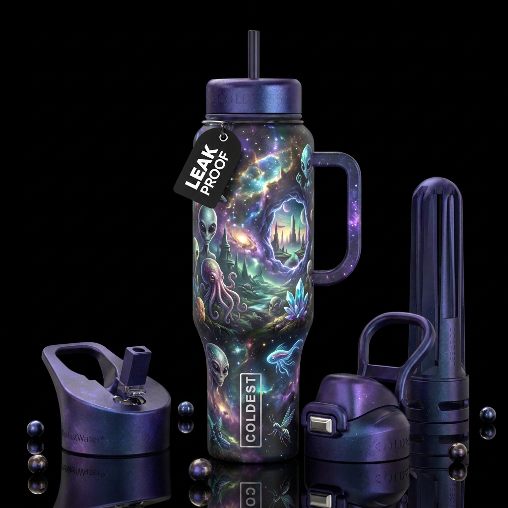 Aliens in a parallel world water bottle design