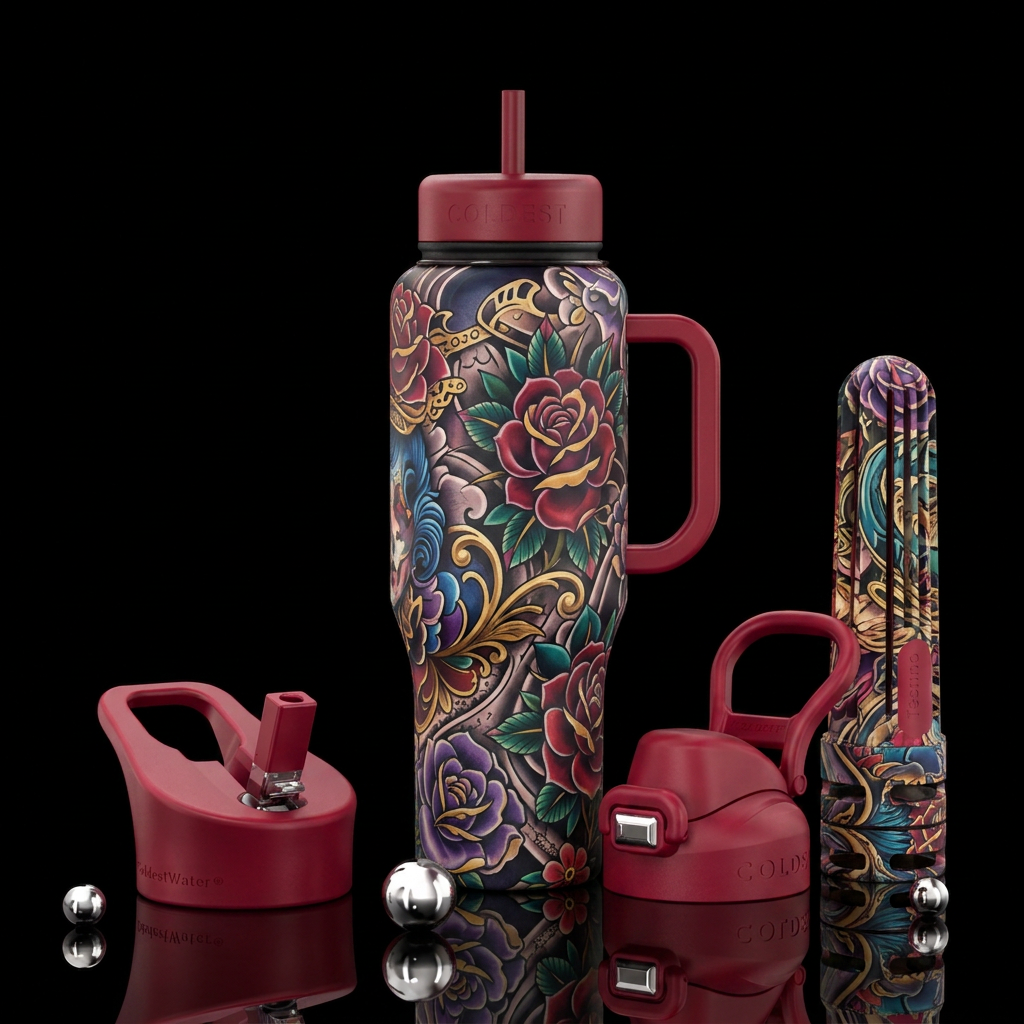 Tattoo water bottle design