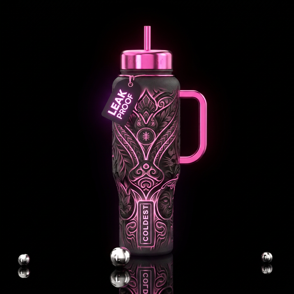 Glowie tattoo art water bottle design
