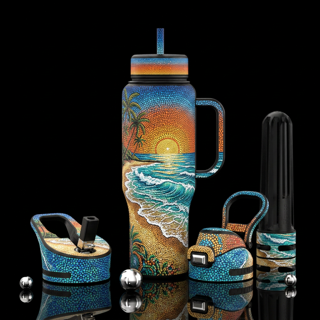 Dot art water bottle design
