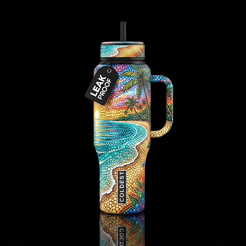 Dot art water bottle design