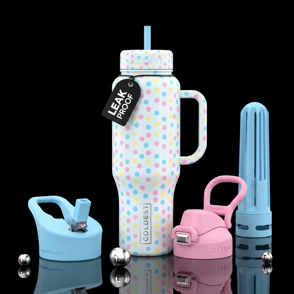 Polkadots water bottle design