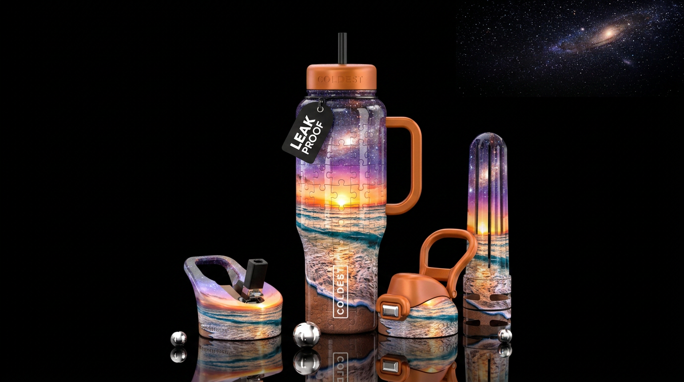 Puzzle art water bottle design