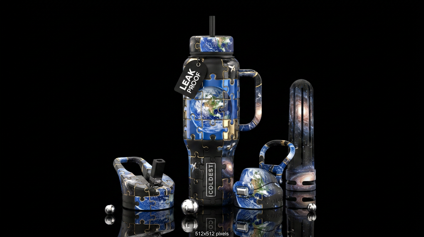 Puzzle art water bottle design