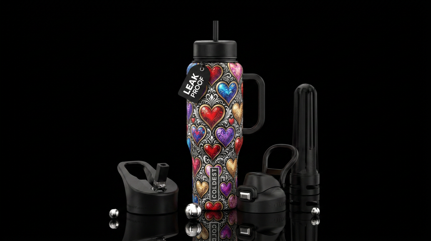 Hearts water bottle design