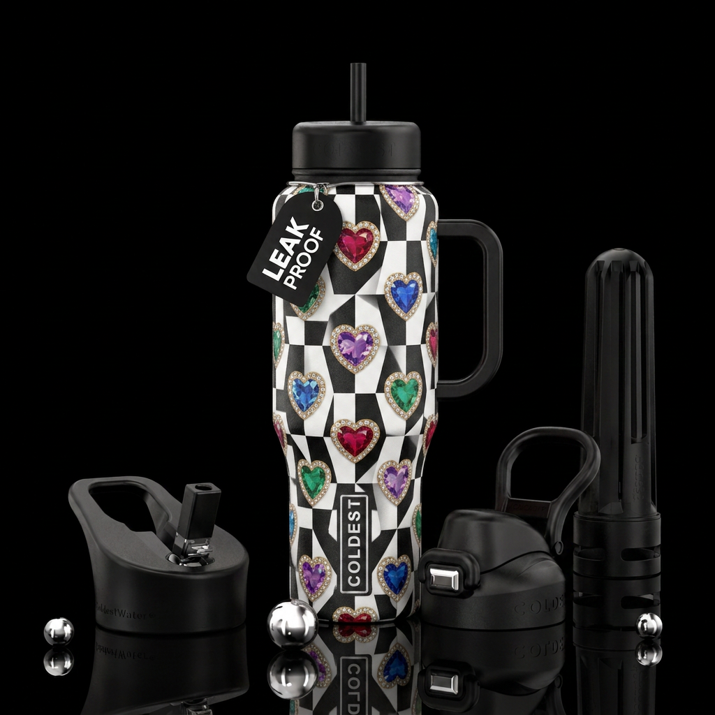 Hearts water bottle design