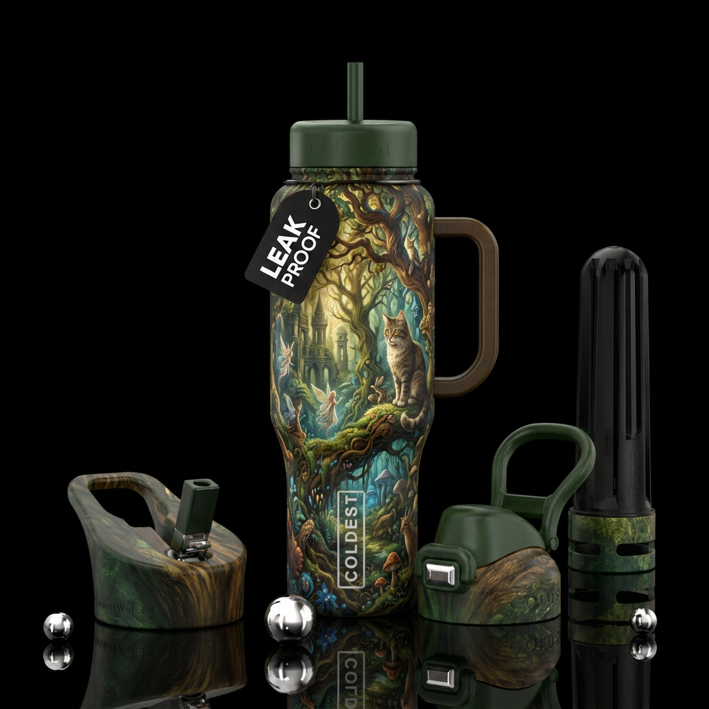 Enchanted woods water bottle design