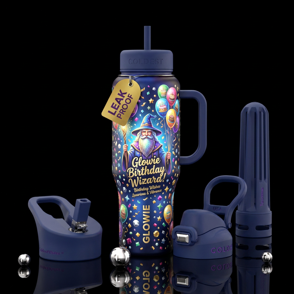 Birthday wizard water bottle design