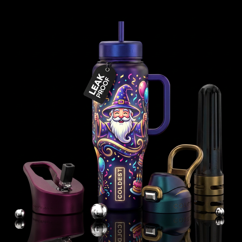 Birthday wizard water bottle design