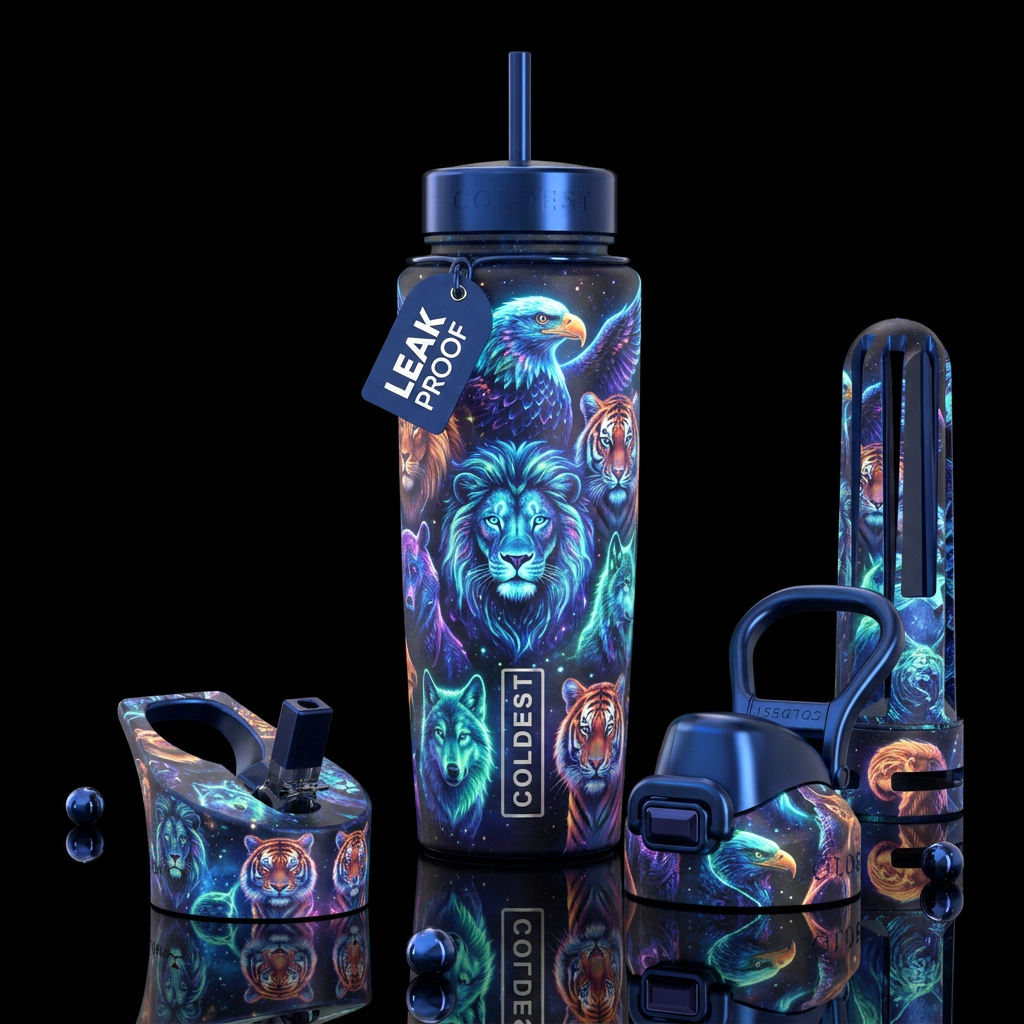 Glowie animals water bottle design