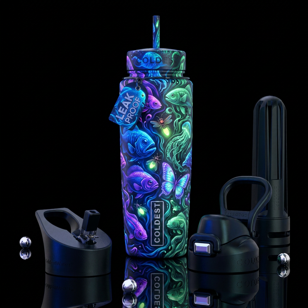 Glowie animals water bottle design