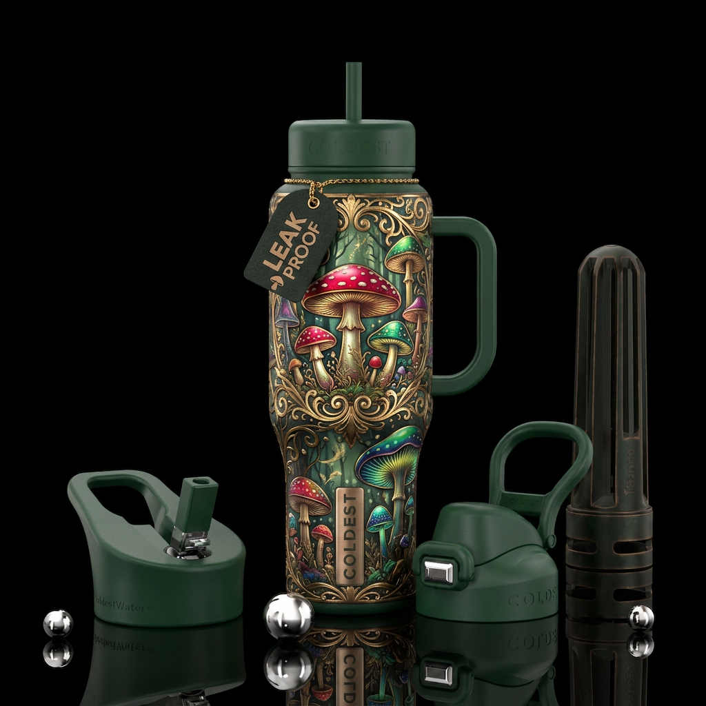 Mushrooms water bottle design