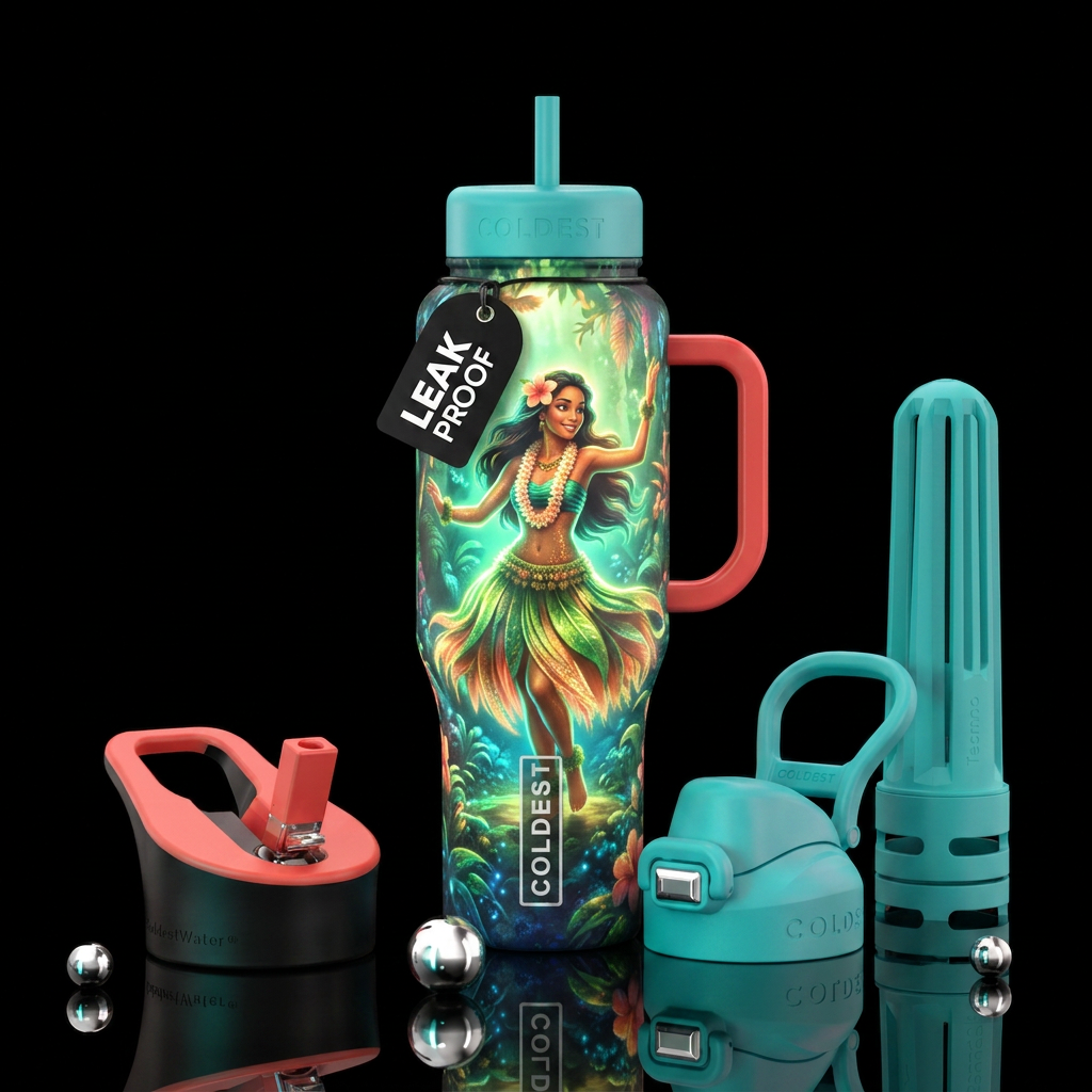 Hula girl water bottle design