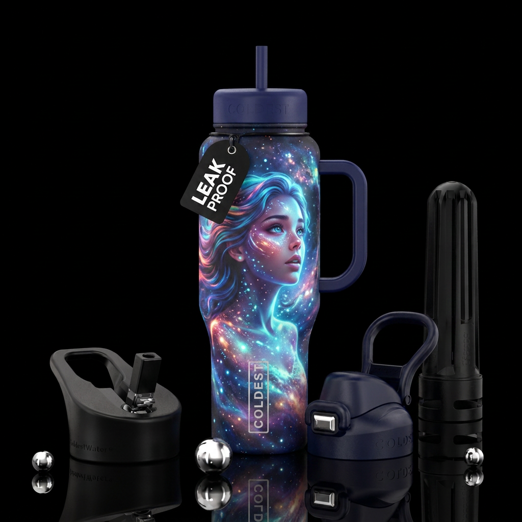 Space girl water bottle design