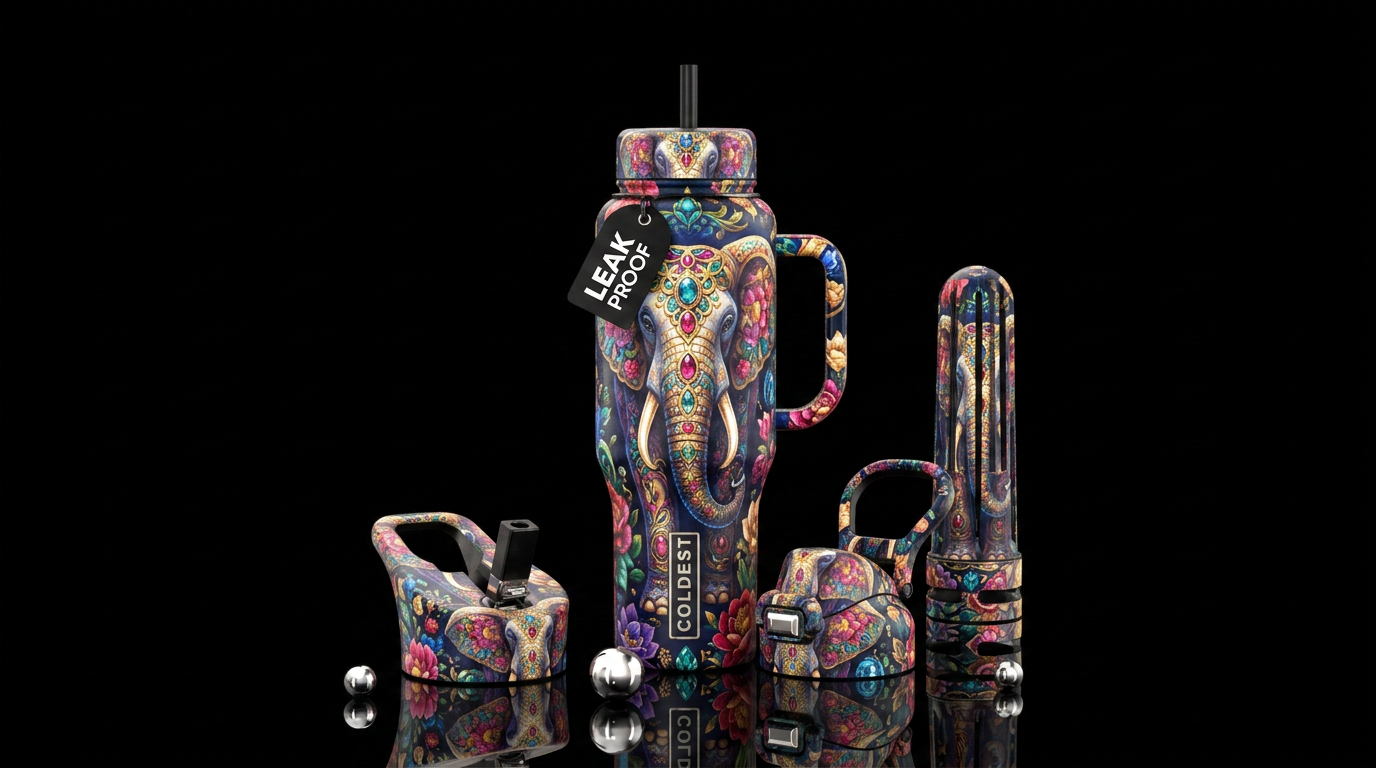 Elephant art water bottle design