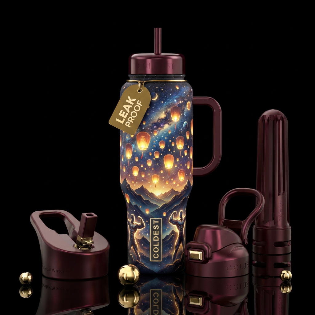 Chinese lanterns water bottle design