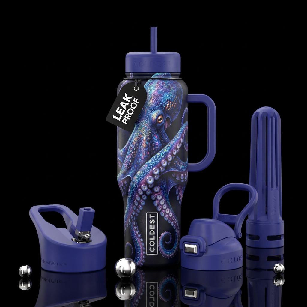 Purple octopus 🐙 water bottle design