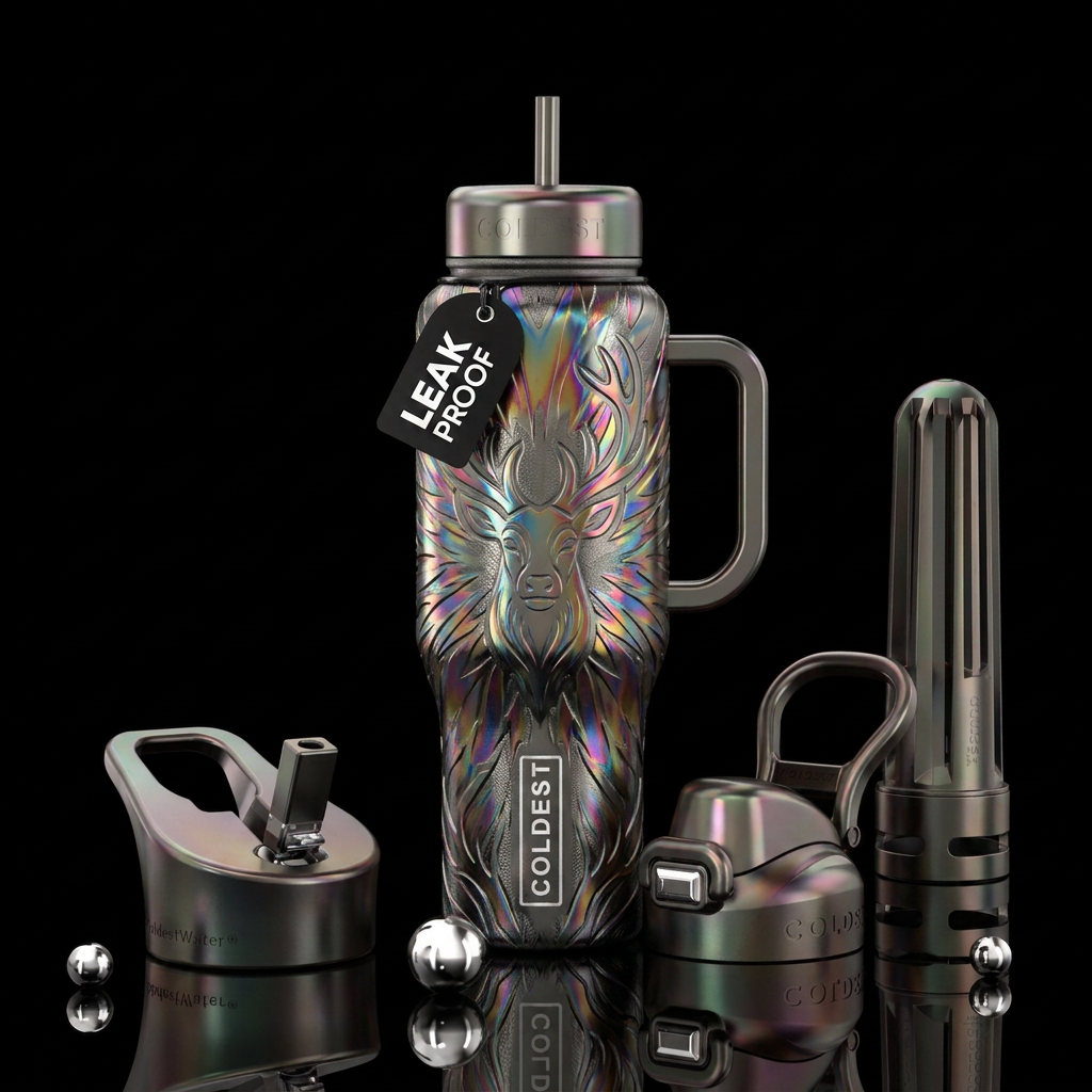 Caribou art water bottle design