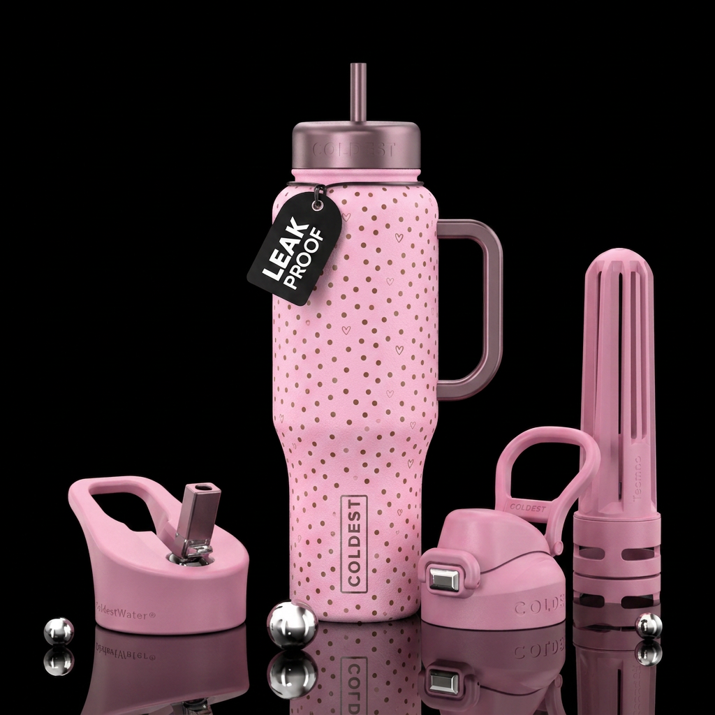 Dots and hearts water bottle design