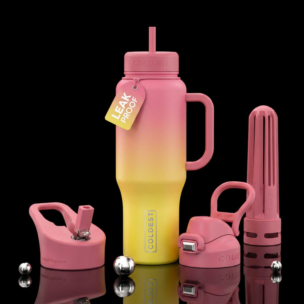 Pink lemonade ombré water bottle design