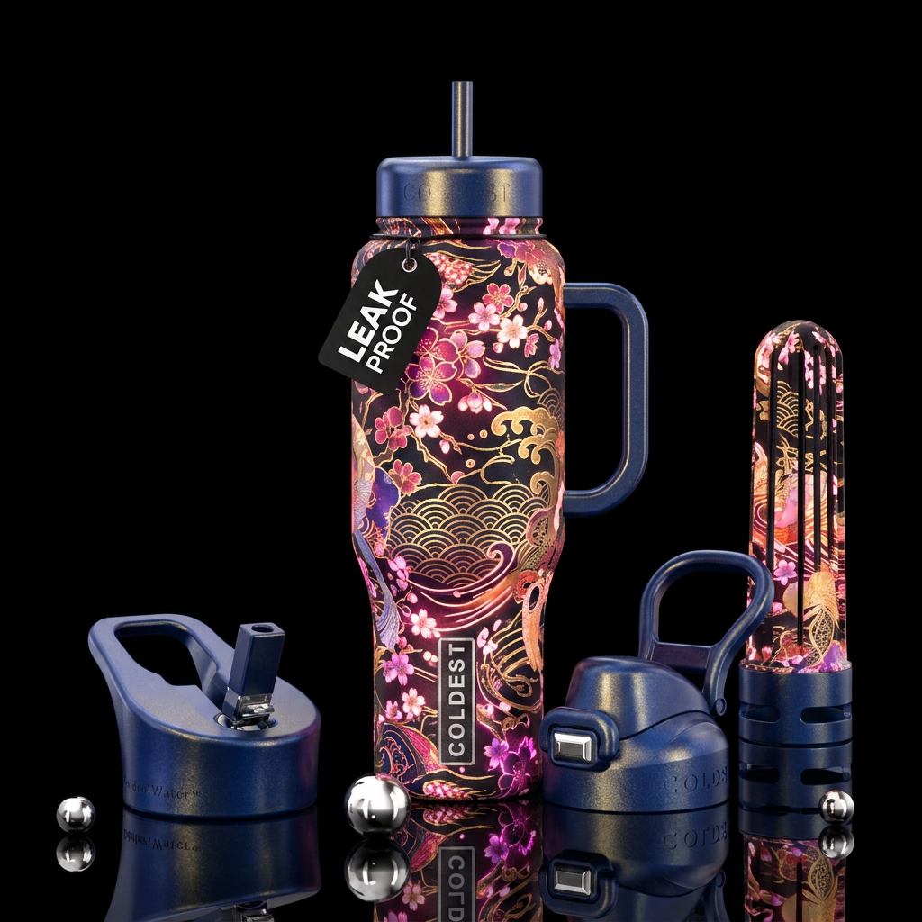 Japanese art water bottle design