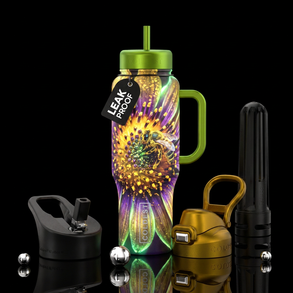 Close up flower water bottle design