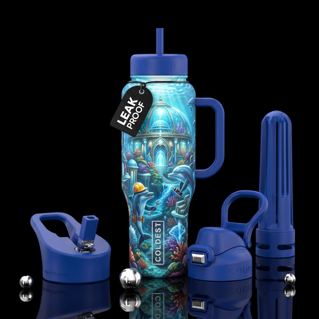 Gerald’s underwater city 😆 water bottle design