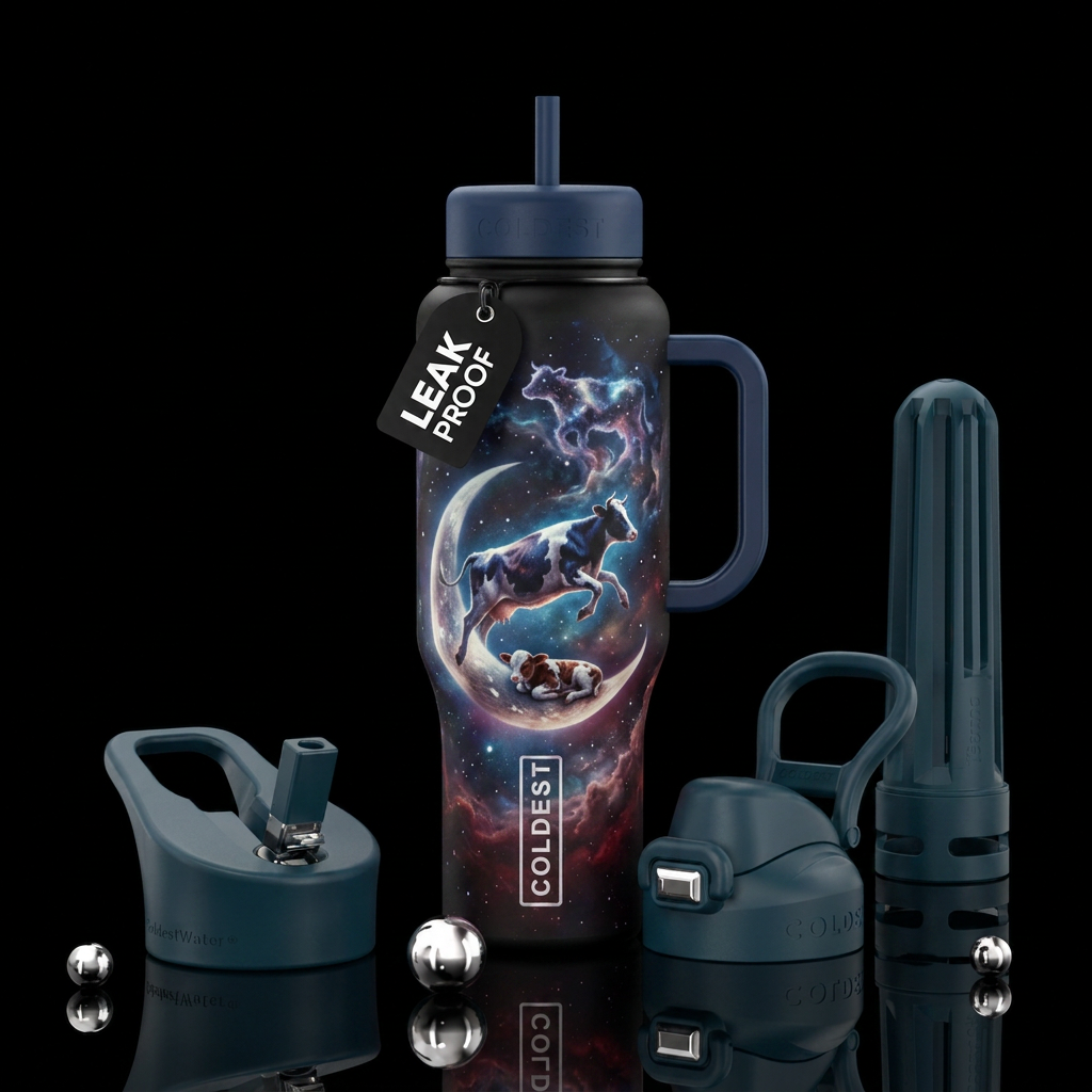 The cow jumps over the moon 🐄 water bottle design