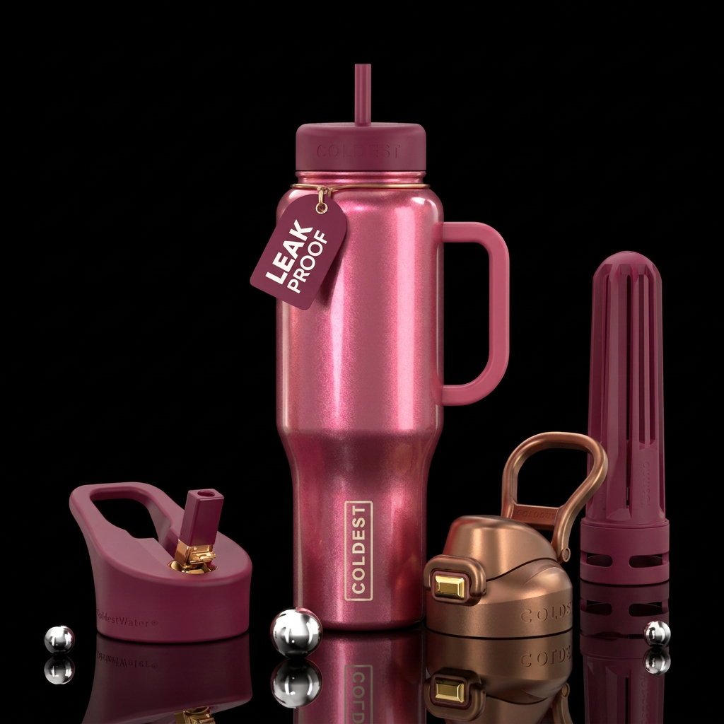 Strawberry pink water bottle design