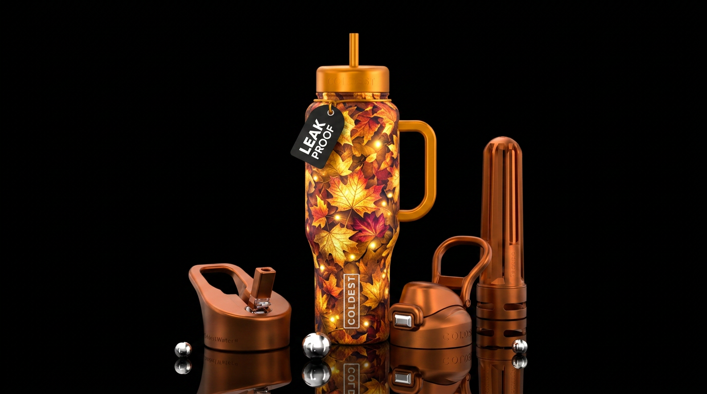 Autumn leaves water bottle design