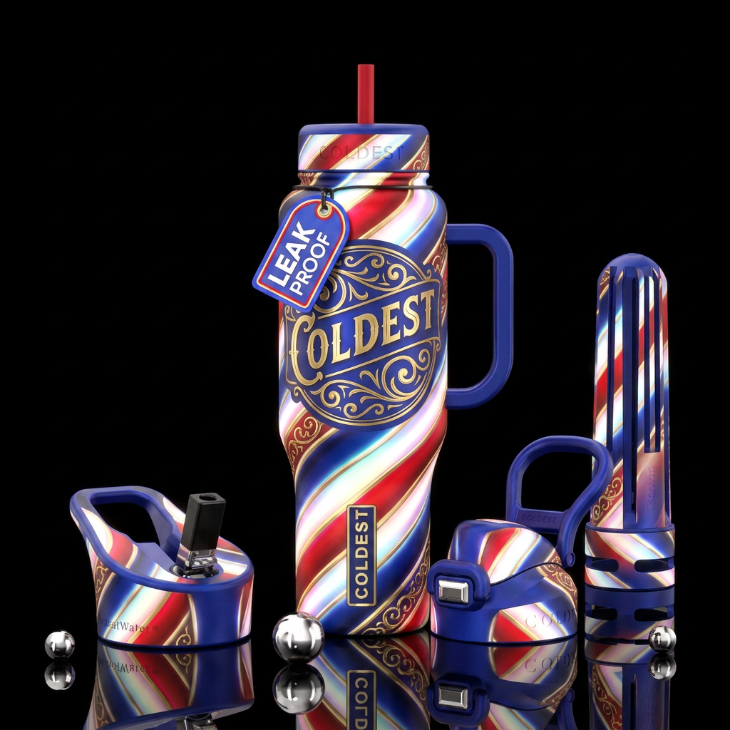 Coldest barber shop water bottle design