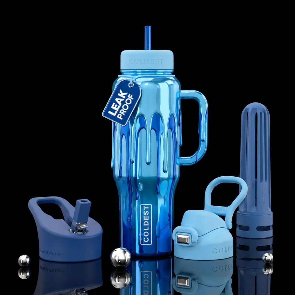 Dripping blue water bottle design