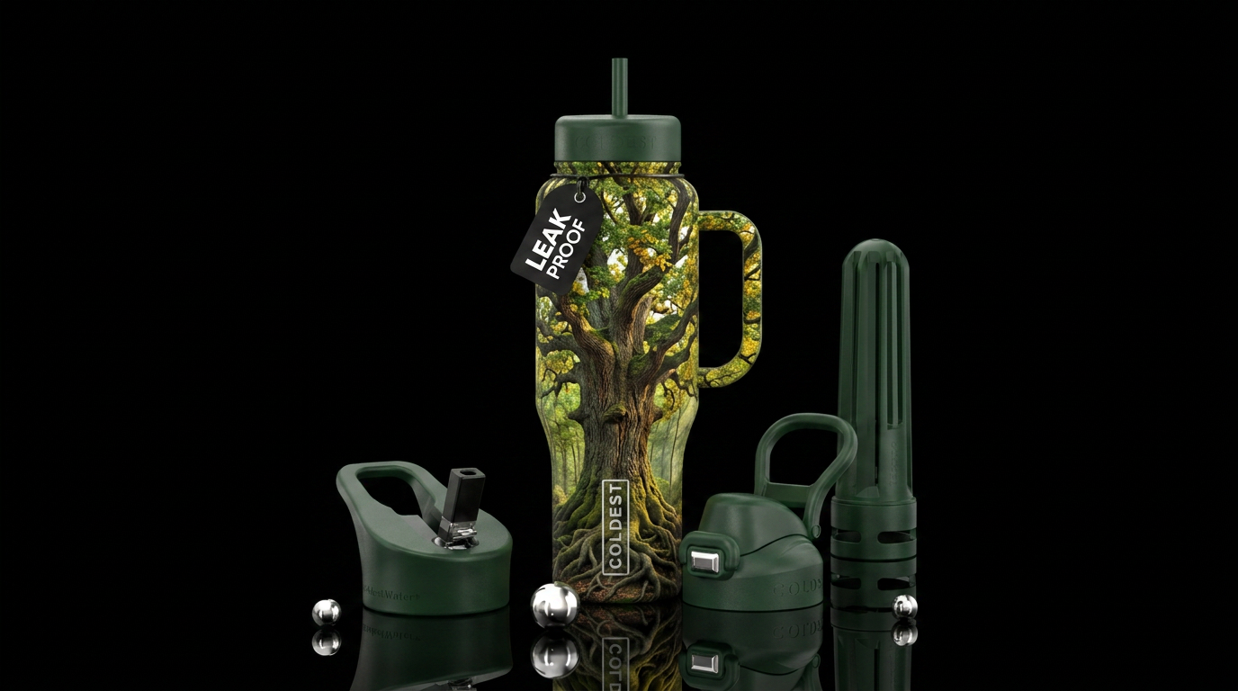 Oak tree water bottle design